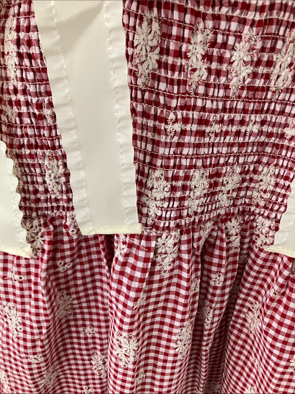 Jacquie the Label red and white gingham tiered midi dress XS - Picture 3 of 3
